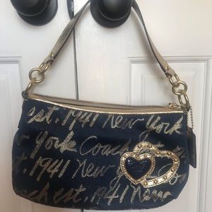 SOLD Coach NYC gold and Navy purse